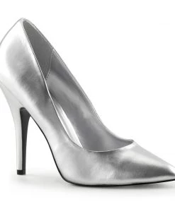 Pleaser Direct Seduce 420 Silver Faux Leather Heels