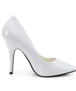 Pleaser Direct Seduce 420 White Patent Heels