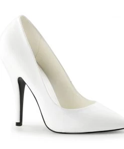 Pleaser Direct Larger Size Shoes Seduce 420 White Faux Leather High Heels