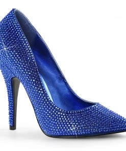 Pleaser Larger Size Shoes SEDUCE 420RS Blue Vegan 5" Heel
