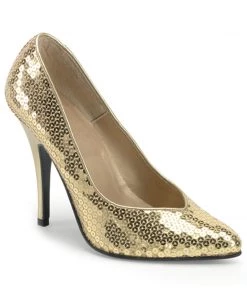 Pleaser Larger Size Shoes SEDUCE 420SQ Gold Vegan 5" Heel