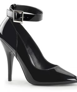 Pleaser Direct Larger Size Shoes Seduce 431 Black Patent Pumps