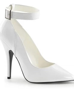Pleaser Direct Larger Size Shoes Seduce 431 White Patent Pumps