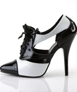 Pleaser Direct Seduce 458 Black And White Cut-Out Spectator Heels Larger Size Shoes