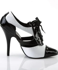 Pleaser Direct Seduce 458 Black And White Cut-Out Spectator Heels Larger Size Shoes