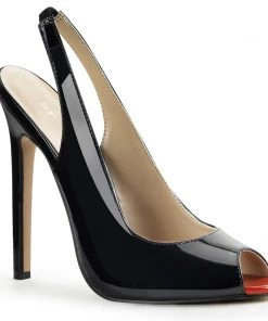 Pleaser Direct Sexy 08 Black Slingback Sandals Larger Size Shoes