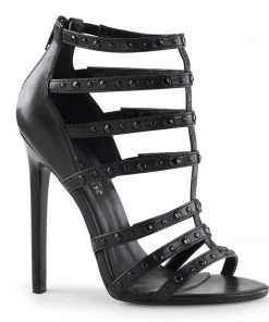 Pleaser Direct Sexy 15 Black Faux Leather T Strap Strappy Sandals