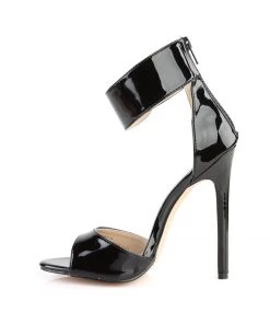 Pleaser Direct Larger Size Shoes Sexy 19 Black Patent Wide Ankle Strap Sandals