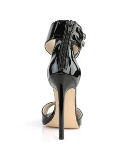 Pleaser Direct Larger Size Shoes Sexy 19 Black Patent Wide Ankle Strap Sandals