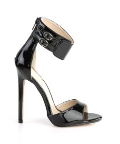 Pleaser Direct Larger Size Shoes Sexy 19 Black Patent Wide Ankle Strap Sandals