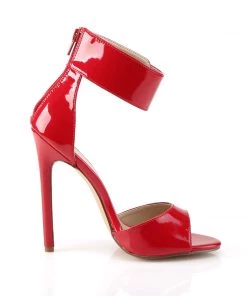 Pleaser Direct Sexy 19 Red Patent Wide Ankle Strap Sandals Larger Size Shoes