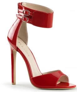 Pleaser Direct Sexy 19 Red Patent Wide Ankle Strap Sandals Larger Size Shoes