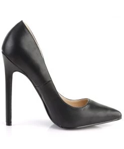 Pleaser Direct Larger Size Shoes Sexy 20 Black Faux Leather Stiletto Heels