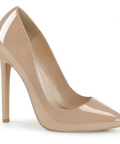 Pleaser Direct Larger Size Shoes Sexy 20 Nude Patent Stiletto Heels