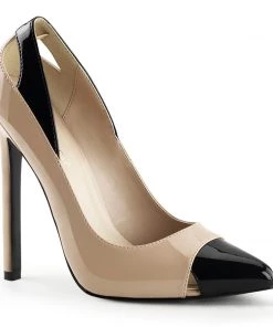Pleaser Direct Sexy 22 Black And Nude Pointed Stiletto Heels