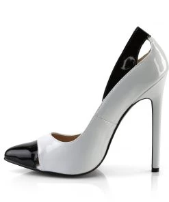 Pleaser Direct Sexy 22 White And Black Pointed Stiletto Heels