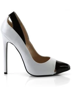 Pleaser Direct Sexy 22 White And Black Pointed Stiletto Heels