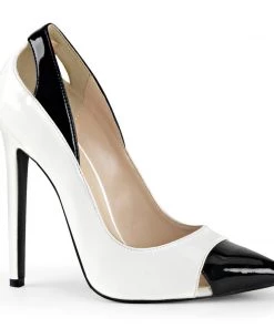 Pleaser Direct Sexy 22 White And Black Pointed Stiletto Heels