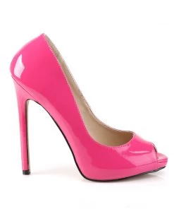Pleaser Direct Larger Size Shoes Sexy 42 Hot Pink Patent Peep Toe Pumps