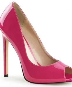 Pleaser Direct Larger Size Shoes Sexy 42 Hot Pink Patent Peep Toe Pumps