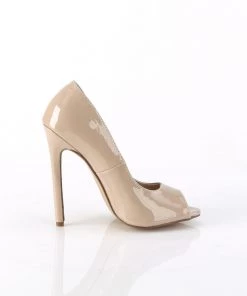 Pleaser Direct Sexy 42 Nude Patent Peep Toe Pumps