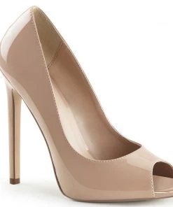 Pleaser Direct Sexy 42 Nude Patent Peep Toe Pumps