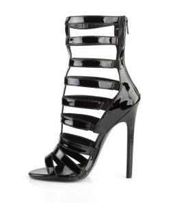 Pleaser Direct Larger Size Shoes Sexy 52 Black Patent Caged Heels