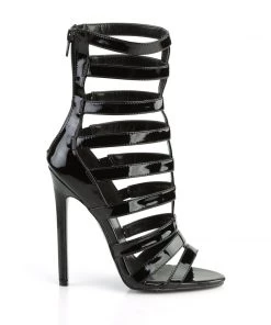 Pleaser Direct Larger Size Shoes Sexy 52 Black Patent Caged Heels