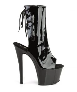 Pleaser Direct Platform Shoes Sky 1018 Black Patent Ankle Boots