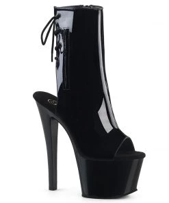 Pleaser Direct Platform Shoes Sky 1018 Black Patent Ankle Boots