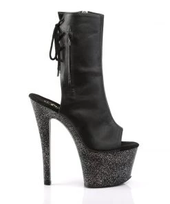 Pleaser Direct Sky 1018MG Black Matte Glitter Ankle Boots 9 Pleaser Direct Sky 1018MG Black Matte Glitter Ankle Boots