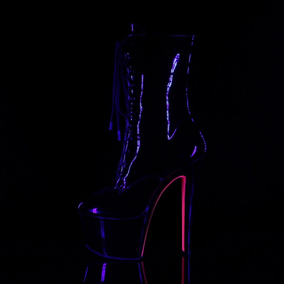 Pleaser Direct Sky 1020TT Black Patent & Neon Pink Ankle Boots 3 Pleaser Direct Sky 1020TT Black Patent & Neon Pink Ankle Boots