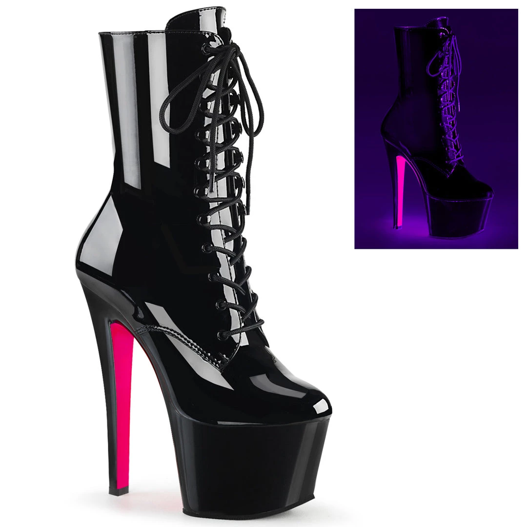 Pleaser Direct Sky 1020TT Black Patent & Neon Pink Ankle Boots 1 Pleaser Direct Sky 1020TT Black Patent & Neon Pink Ankle Boots