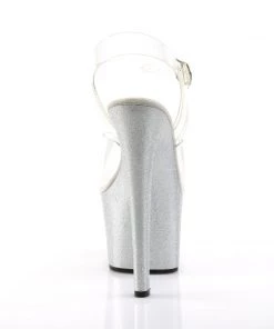Pleaser Direct Larger Size Shoes Sky 308MG Silver Glitter Platforms