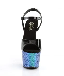 Pleaser Direct Sky 309LG Blue Glitter Platforms Glitter Shoes