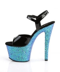 Pleaser Direct Sky 309LG Blue Glitter Platforms Glitter Shoes