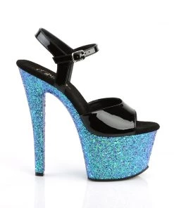 Pleaser Direct Sky 309LG Blue Glitter Platforms Glitter Shoes
