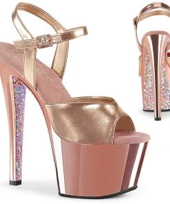 Pleaser Direct Sky 309TTG Rose Gold Chrome Platforms