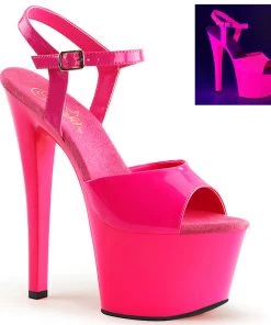 Pleaser Direct Sky 309UV Neon Pink Platforms