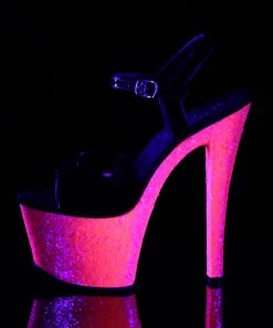 Pleaser Direct Glitter Shoes Sky 309UVLG Neon Pink Glitter Platforms