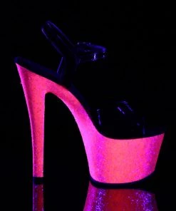 Pleaser Direct Glitter Shoes Sky 309UVLG Neon Pink Glitter Platforms