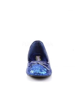 Pleaser Direct Star 16G Blue Glitter Ballet Flats