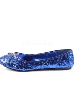 Pleaser Direct Star 16G Blue Glitter Ballet Flats