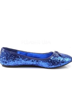 Pleaser Direct Star 16G Blue Glitter Ballet Flats
