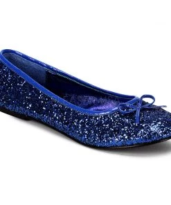 Pleaser Direct Star 16G Blue Glitter Ballet Flats