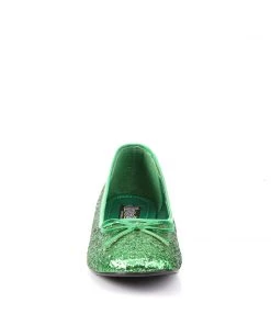 Pleaser Direct Star 16G Green Glitter Ballet Flats