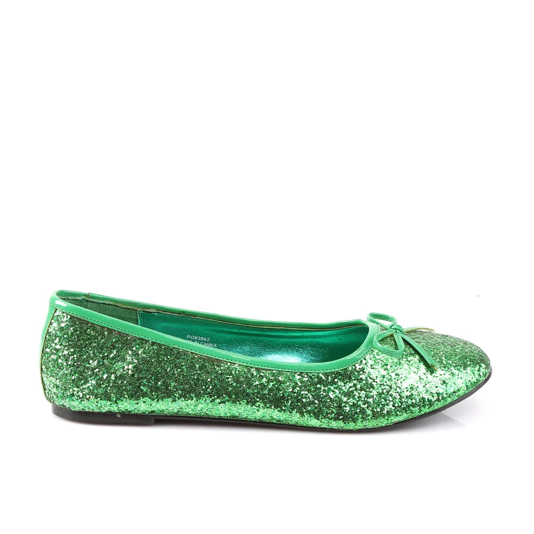 Pleaser Direct Star 16G Green Glitter Ballet Flats 5 Pleaser Direct Star 16G Green Glitter Ballet Flats