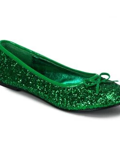 Pleaser Direct Star 16G Green Glitter Ballet Flats