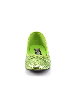 Pleaser Direct Star 16G Lime Green Glitter Ballet Flats