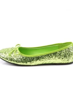 Pleaser Direct Star 16G Lime Green Glitter Ballet Flats